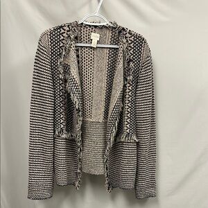 Chic Black and Cream Knit Cardigan